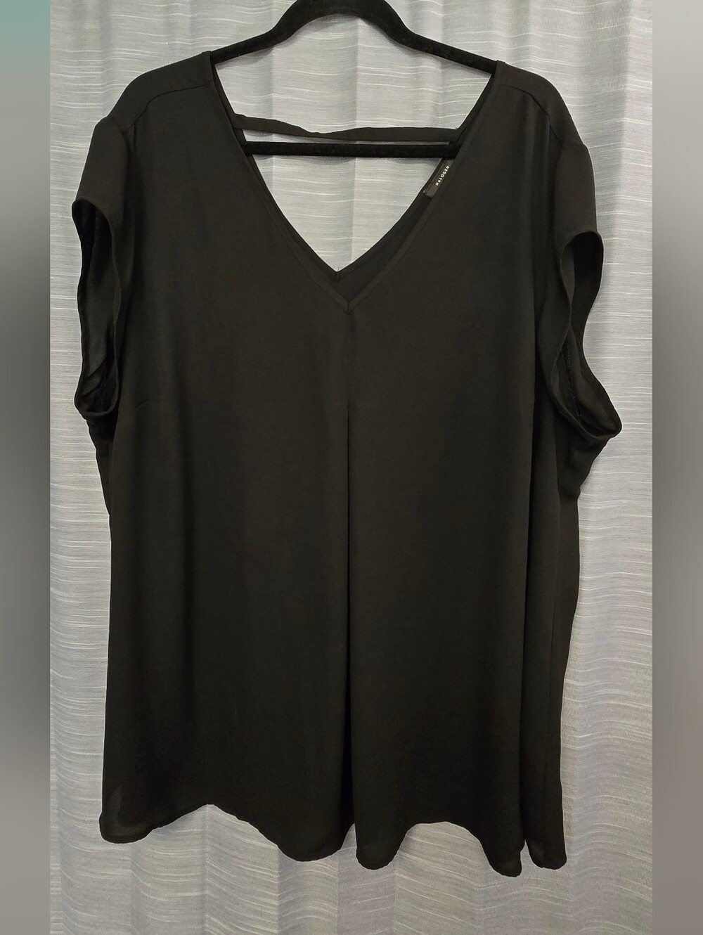 Halogen Black Draped V-Neck Blouse